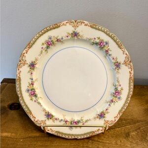 Antique Union Czechoslovakia China Set of 8 Dinner Plates Floral Gold Trim 1920s